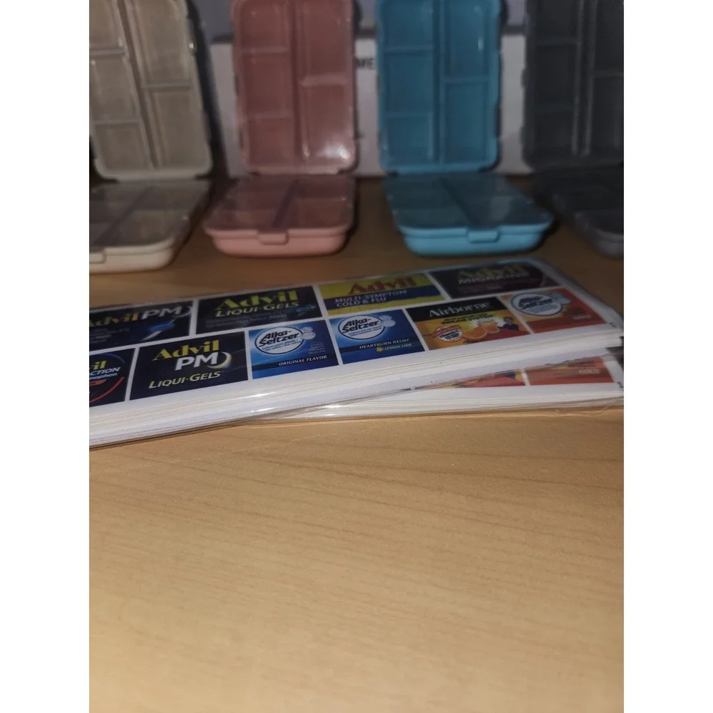 Travel‎ Pill Organizer with Multiple Labels - 10 Compartments (PACK OF 4)~NEW